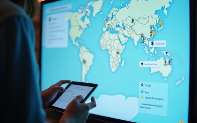 Larawan ng interactive na web map interface na may mga marker at tool ng user